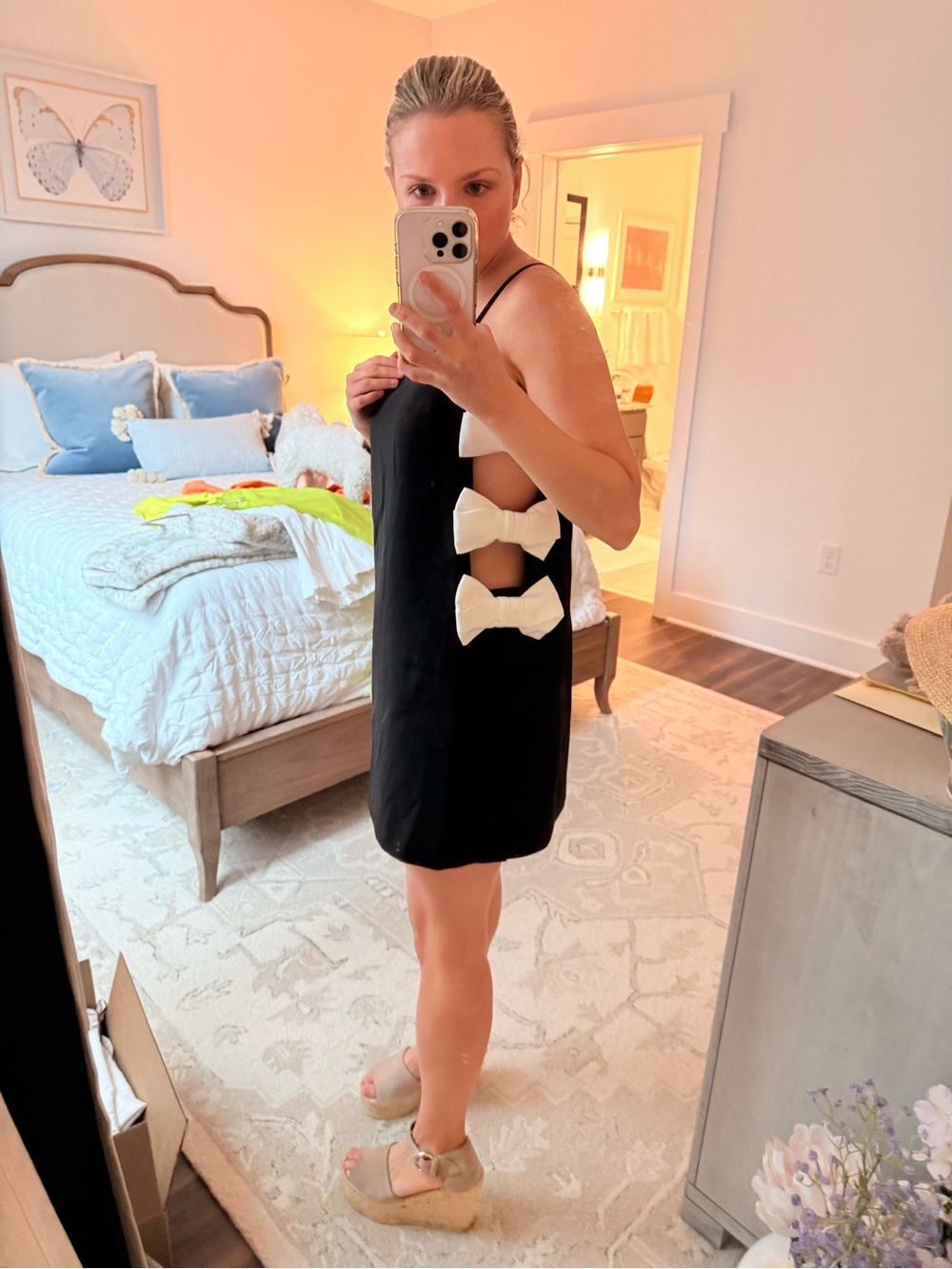 Nasty Gal Black Mini Dress with White Bow Cutouts - Picture 4 of 6